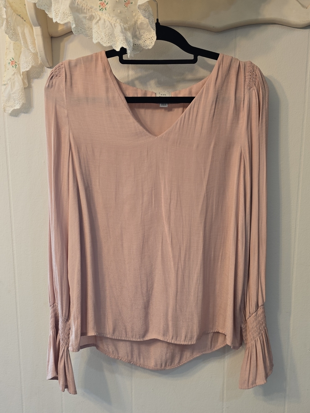 a new day Blush Pink V-Neck Long Sleeve Blouse